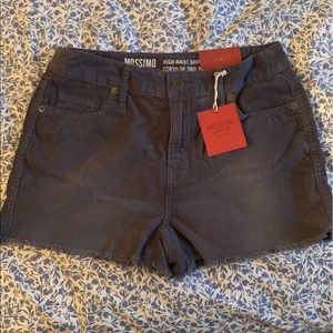 Gray frayed high rise corduroy shorts